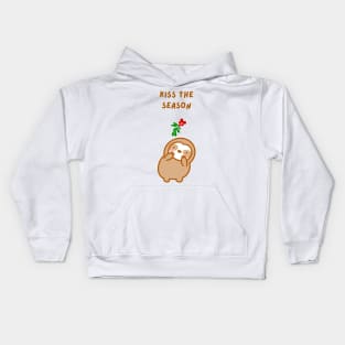 Tis the Season Christmas Mistletoe Sloth Kids Hoodie